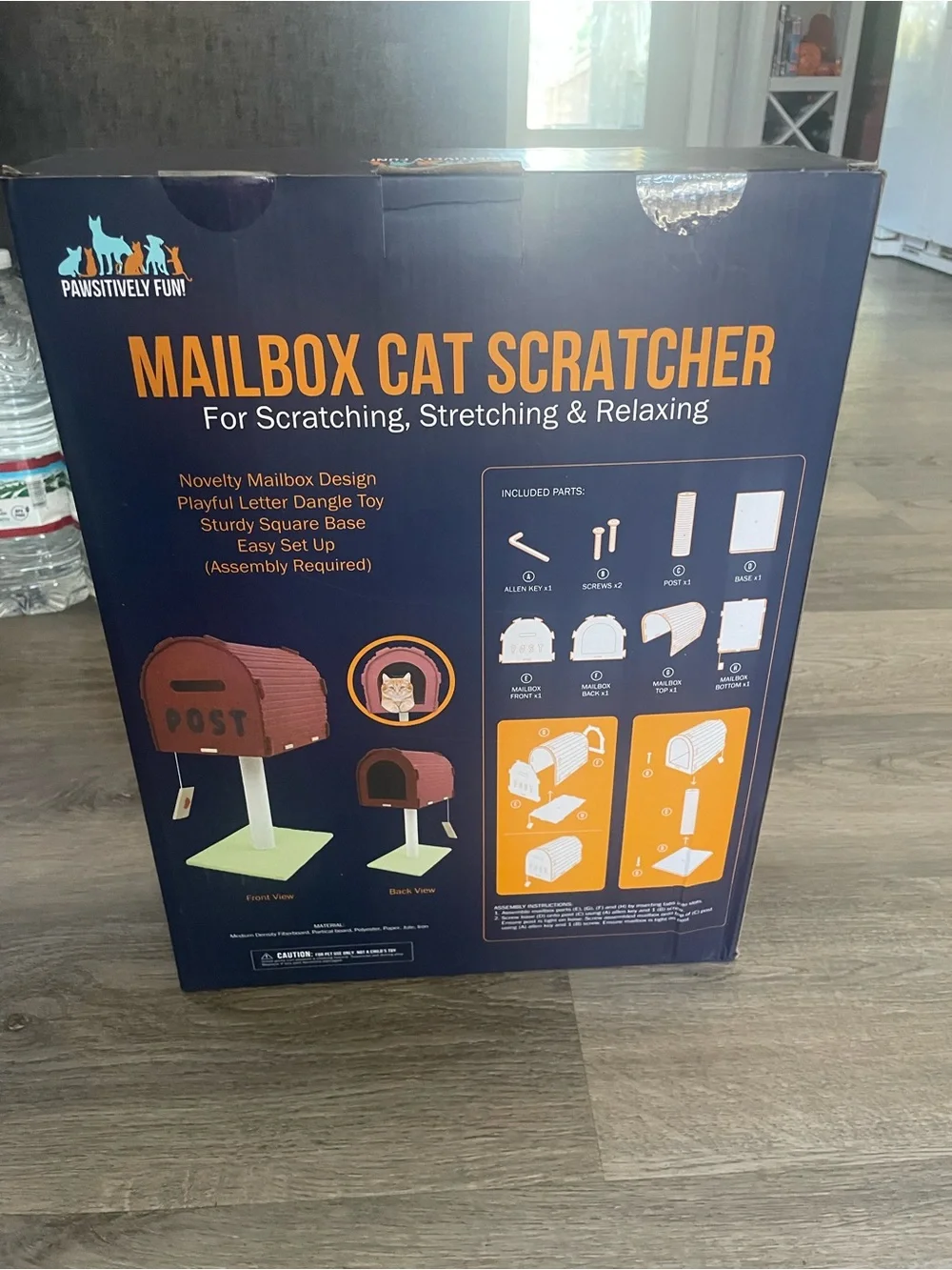 Mailbox Cat Scratcher - Green Base, Brown Mailbox